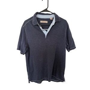 Tommy Bahama Mens Polo Shirt Navy Blue Short Sleeve Button Up Size M